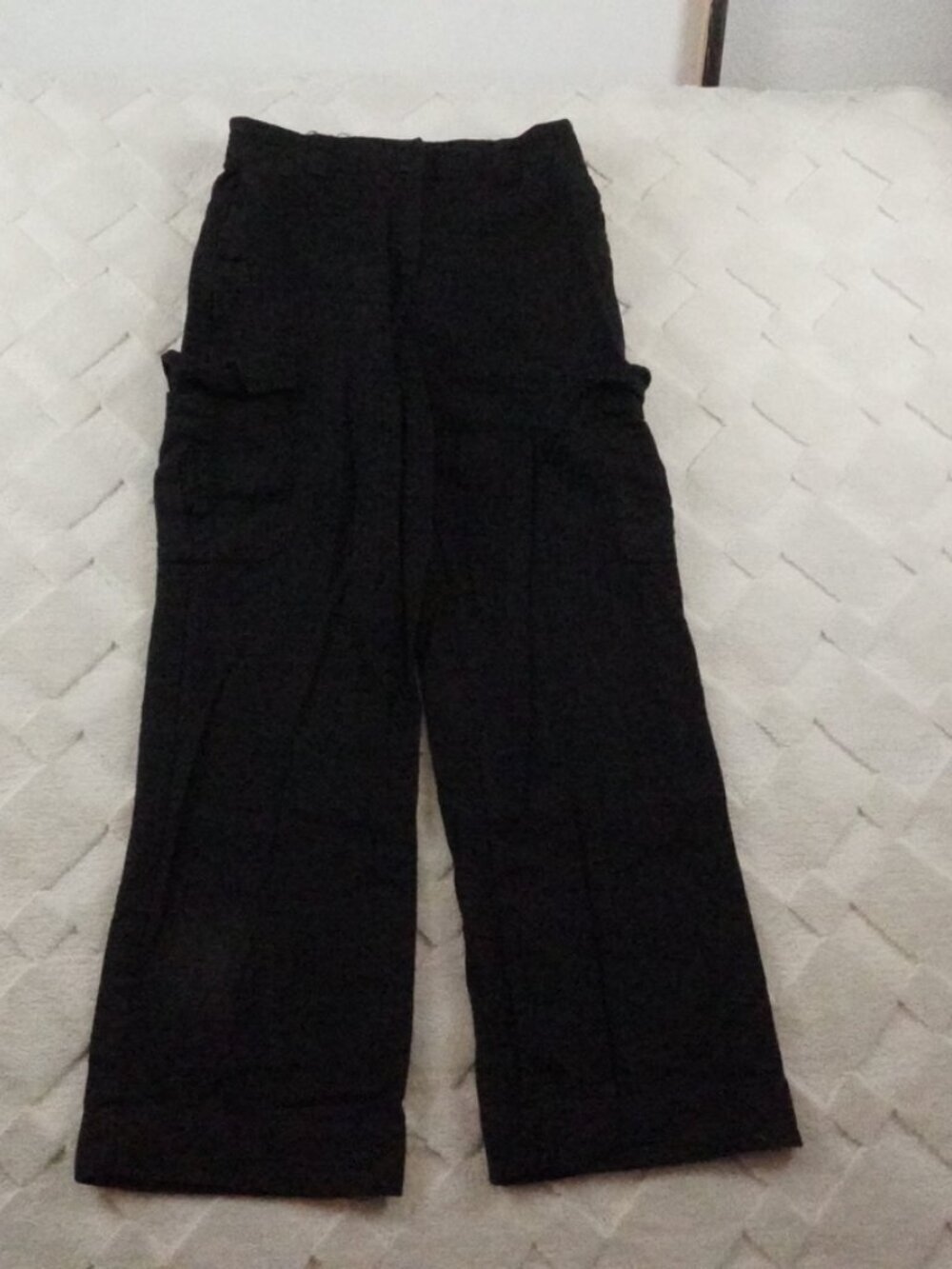 House of Harlow 1960 Cargo Straight Leg Pants Womens 6 Black Linen/Rayon Blend